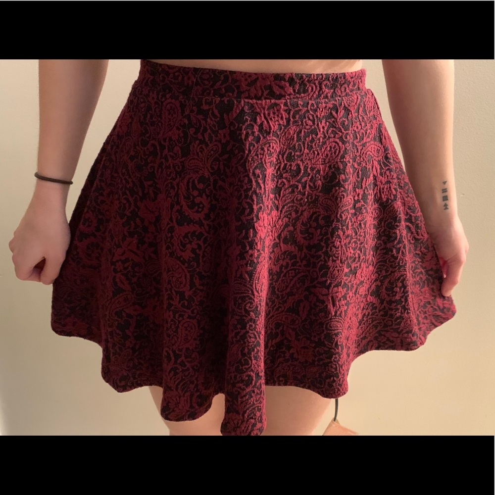 Nice Maroon & Black Skater Skirt